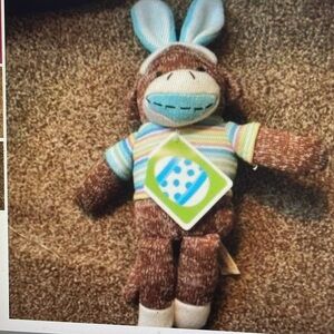 Dan Dee Sock Monkey 12" Blue Striped Shirt